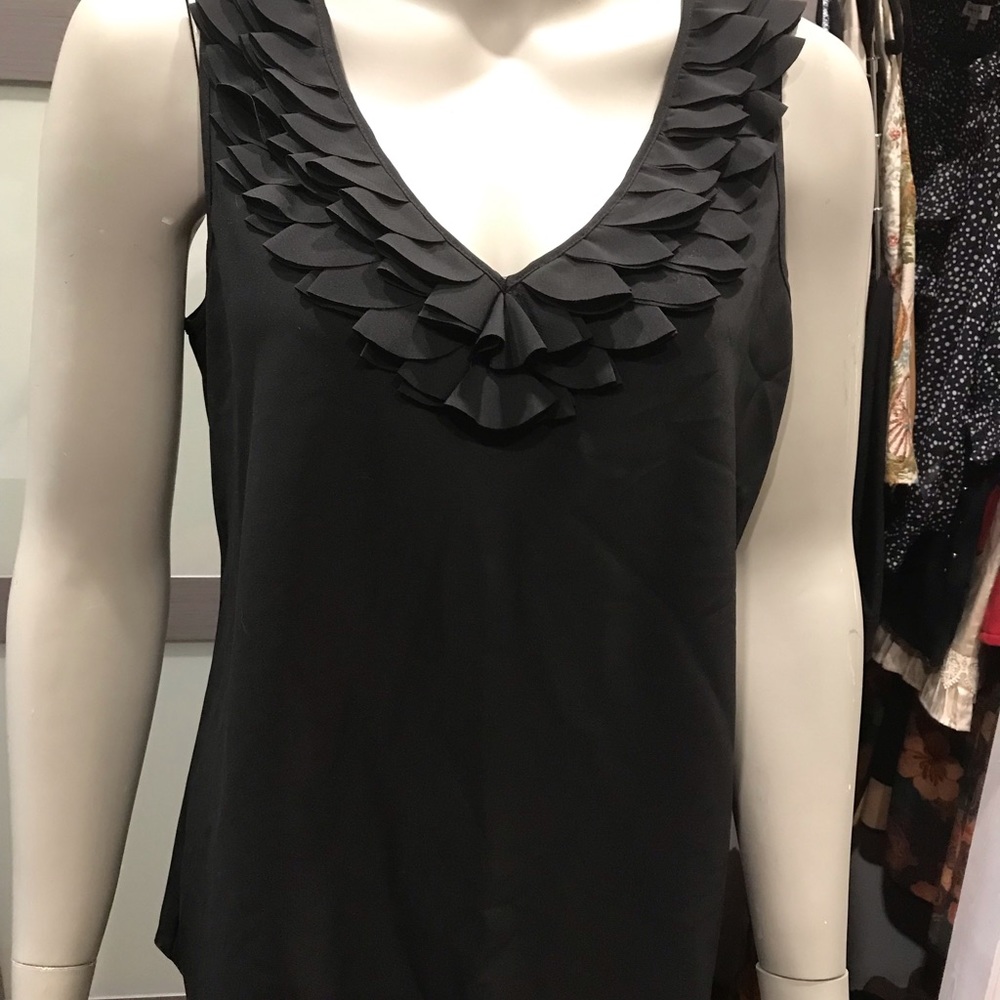Classic black camisole with a decorated neckline.